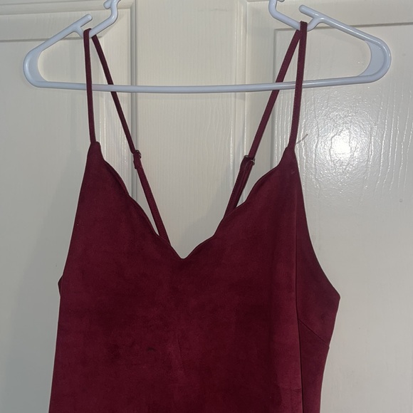 maroon suede dress - Picture 2 of 4